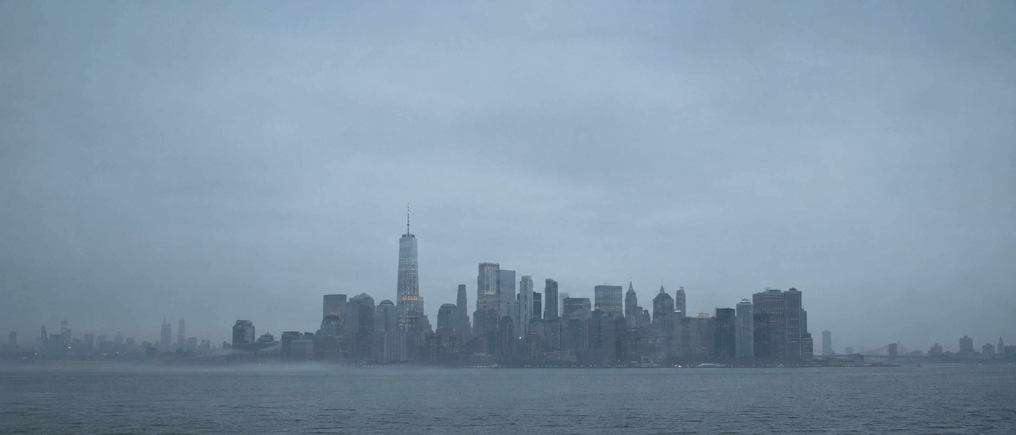 The Manhattan skyline at dusk