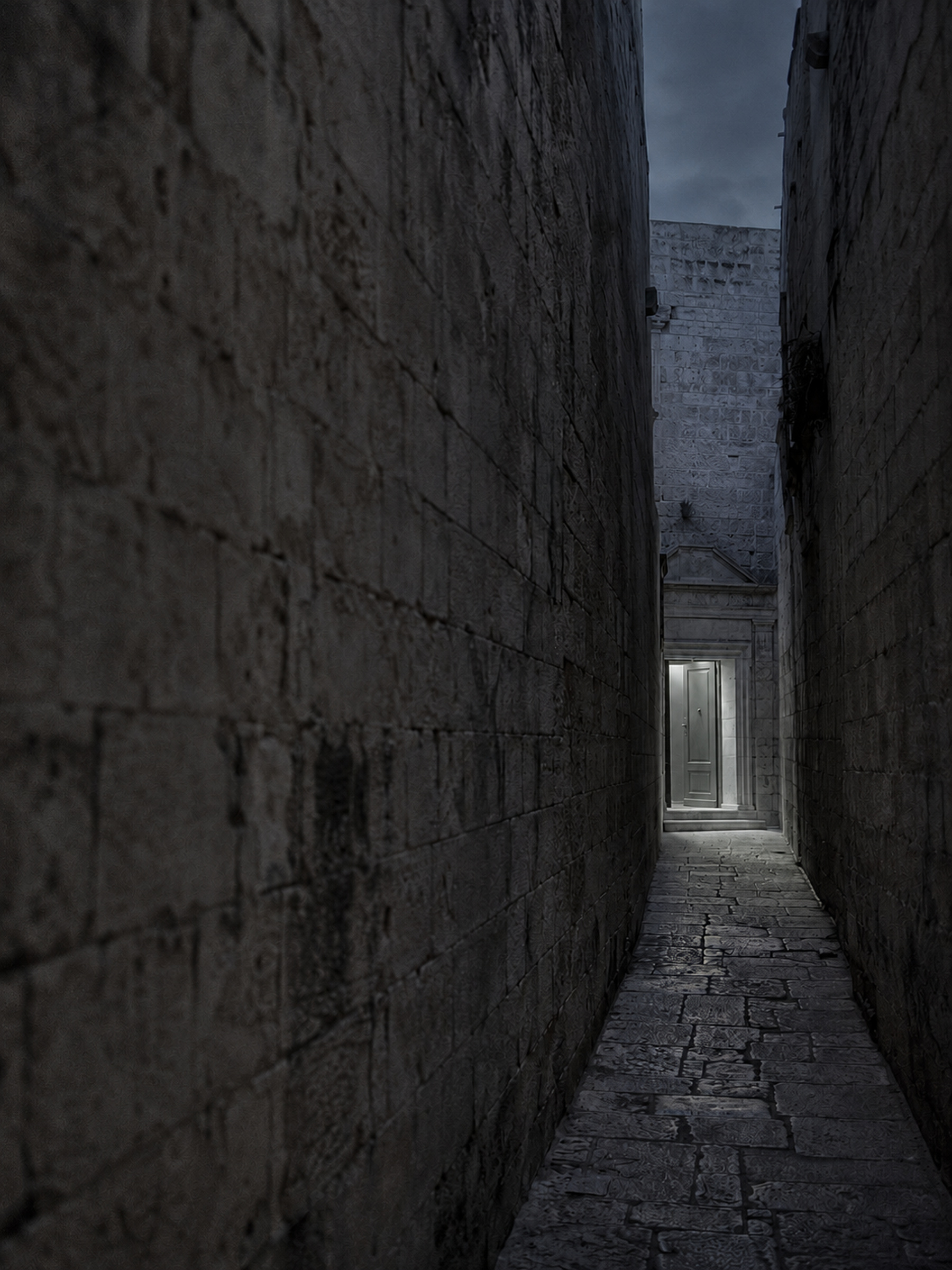 An old-city street in the evening