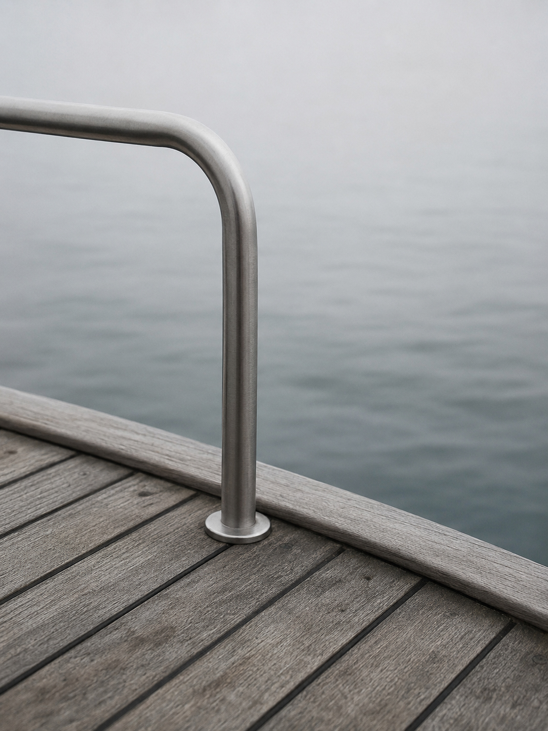 Teak and brass detail on a yacht deck